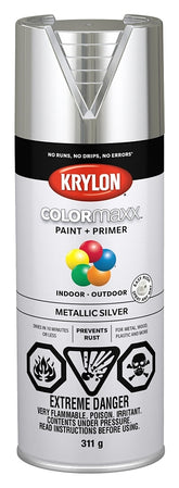 Krylon 455900007 Metallic Spray Paint, Metallic, Silver, 12 oz, Can